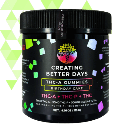 Creating Better Days Birthday Cake THCA+THCP+D9 Gummies, 360mg