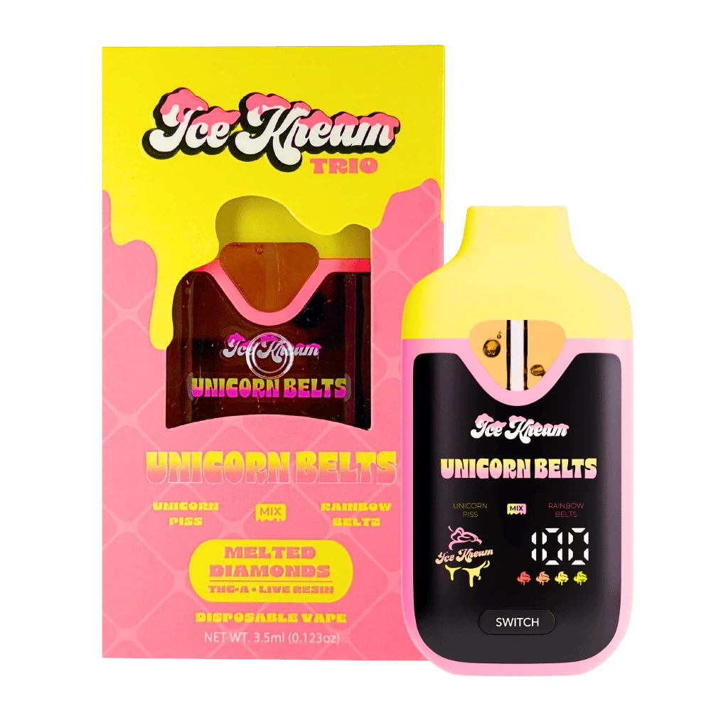 Ice Kream Trio Disposable, 3.5g THCA Melted Diamonds, Live Resin Ice Kream Trio Disposable, 3.5g THCA Melted Diamonds, Live Resin