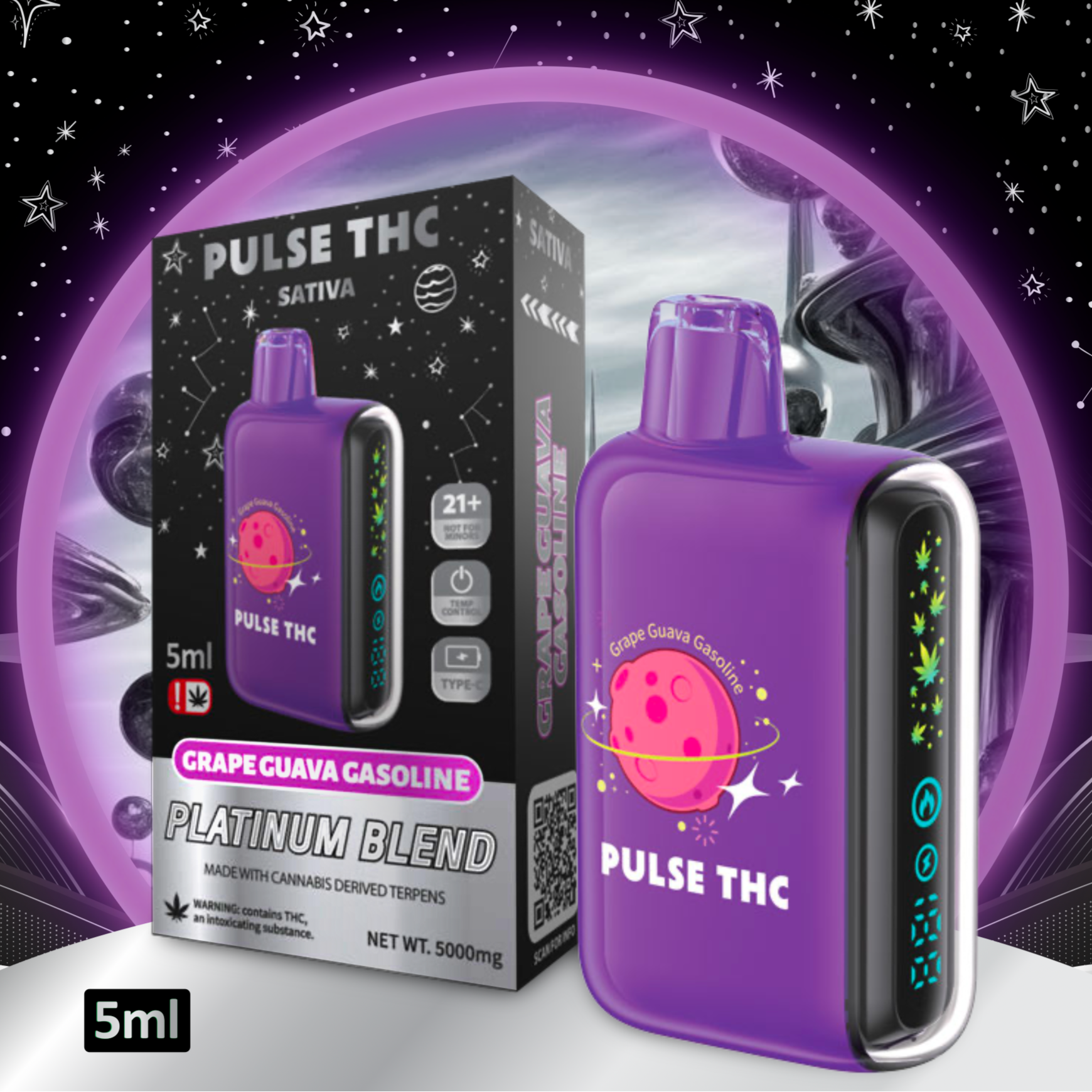Pulse THC Platinum Blend - GRAPE GUAVA GASOLINE - Sativa Pulse THC Platinum Blend - GRAPE GUAVA GASOLINE - Sativa