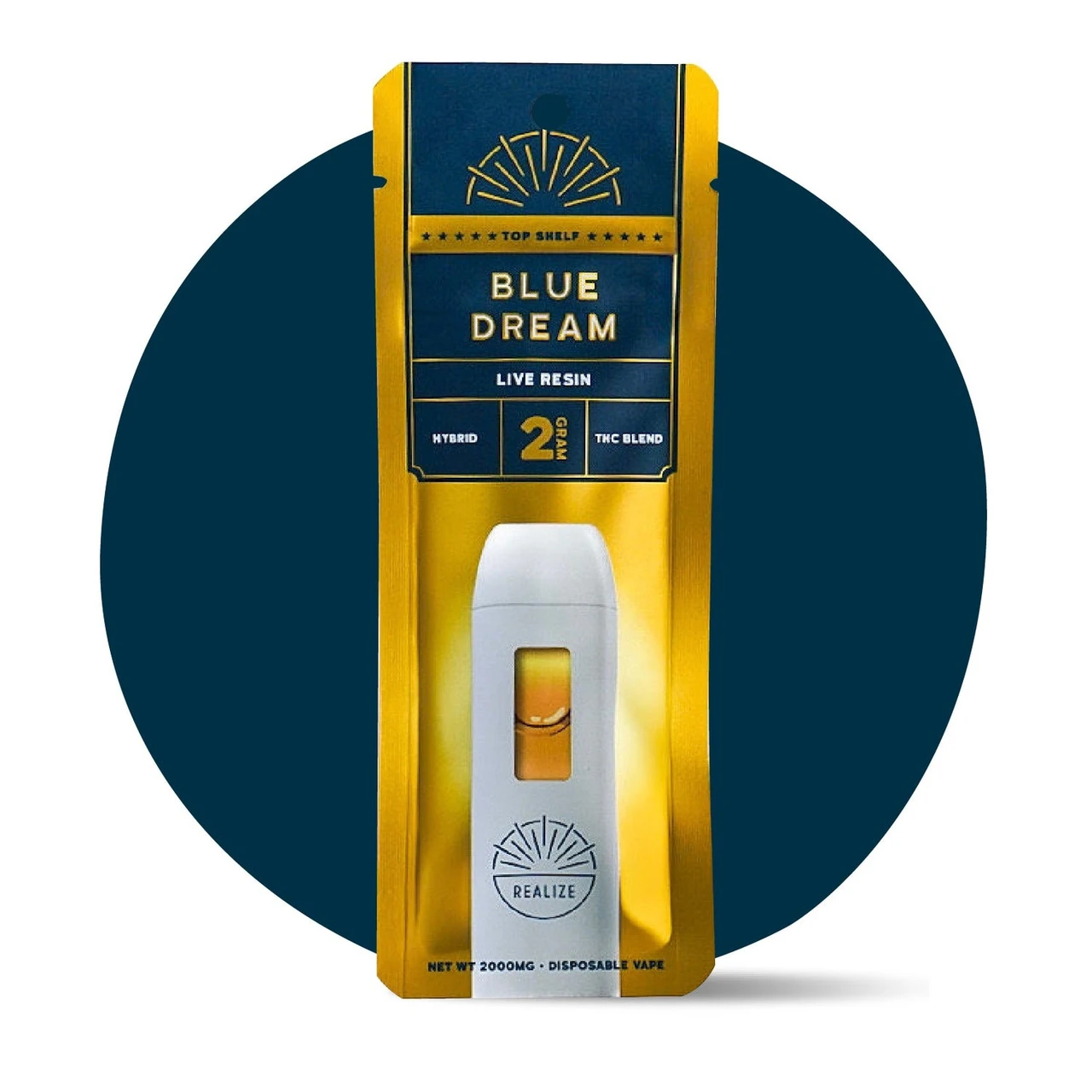 Realize Top Shelf THC Blend Live Resin 2G Disposable Vape Pen Realize Top Shelf THC Blend Live Resin 2G Disposable Vape Pen