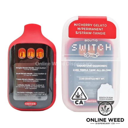Boutiq Switch V5 2g Disposable Vape - Cherry Gelato + Permanent + Straw-Tangie