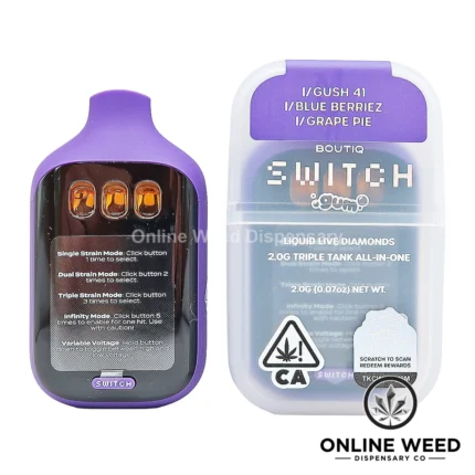 Boutiq Switch V5 2g Disposable Vape - Gush 41 + Blue Berriez + Grape Pie