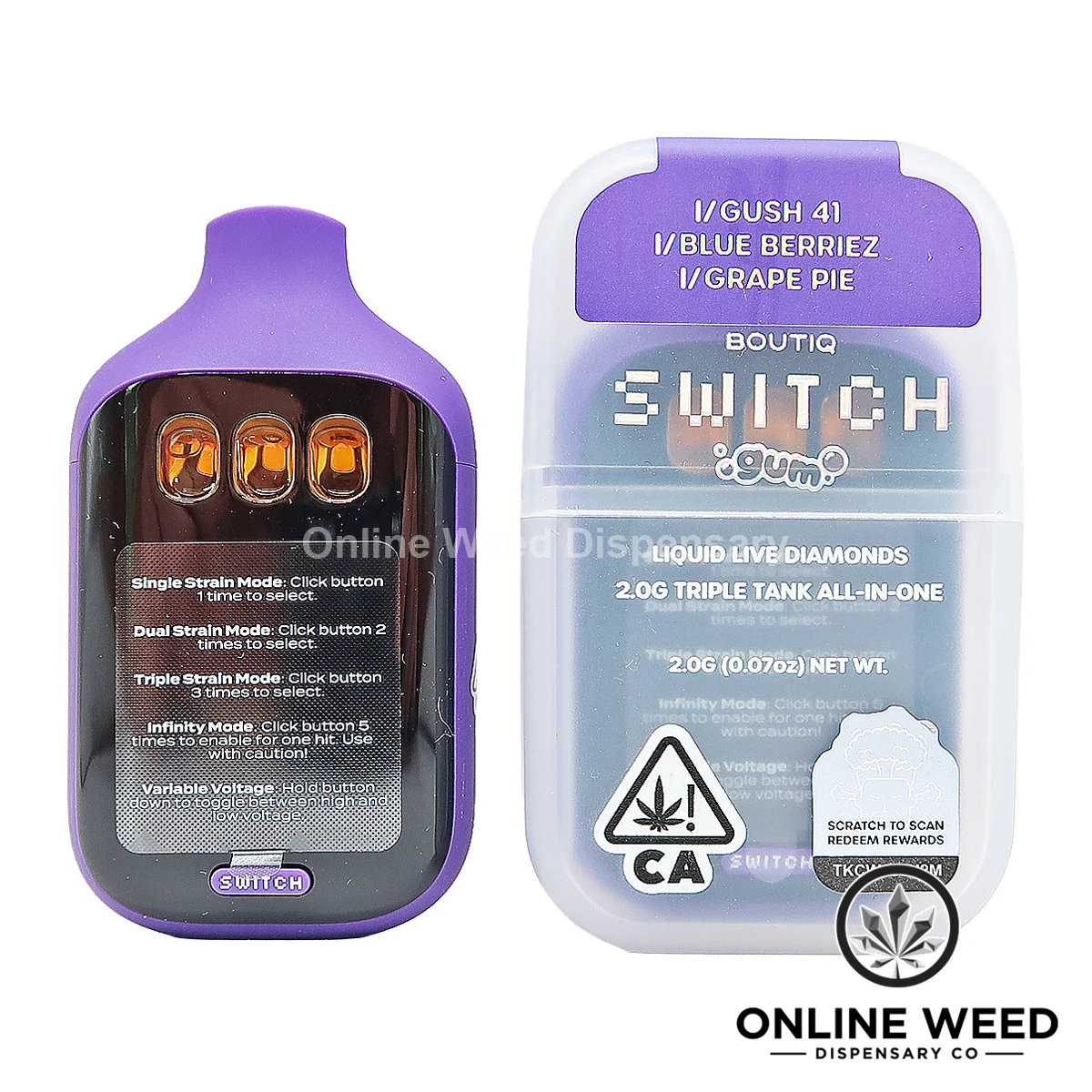 Boutiq Switch V5 2g Disposable Vape - Gush 41 + Blue Berriez + Grape Pie Boutiq Switch V5 2g Disposable Vape - Gush 41 + Blue Berriez + Grape Pie