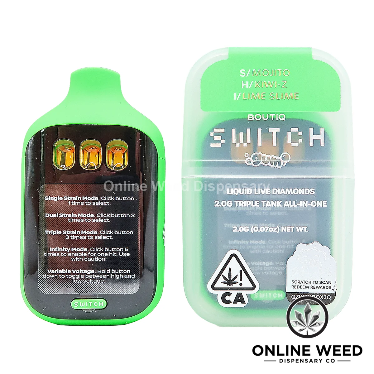 Boutiq Switch V5 2g Disposable Vape - Mojito + Kiwi-Z + Lime Slime Boutiq Switch V5 2g Disposable Vape - Mojito + Kiwi-Z + Lime Slime