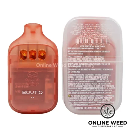 Boutiq Switch V5 2g Disposable Vape - Peach Kush + Mango Berry + Yellow Diesel