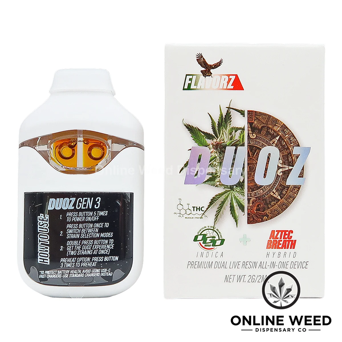 Flavorz Duoz 2g Disposable Vape - OG Kush + Aztec Breath Flavorz Duoz 2g Disposable Vape - OG Kush + Aztec Breath