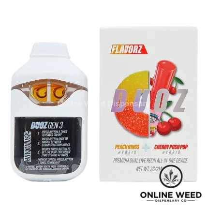 Flavorz Duoz 2g Disposable Vape - Peach Rings + Cherry Push Pop