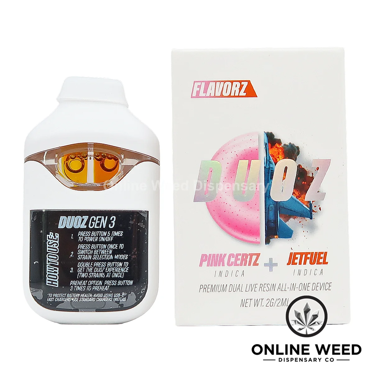 Flavorz Duoz 2g Disposable Vape - Pink Certz + Jetfuel Flavorz Duoz 2g Disposable Vape - Pink Certz + Jetfuel