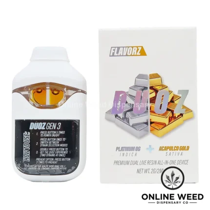 Flavorz Duoz 2g Disposable Vape - Platinum OG + Acapulco Gold
