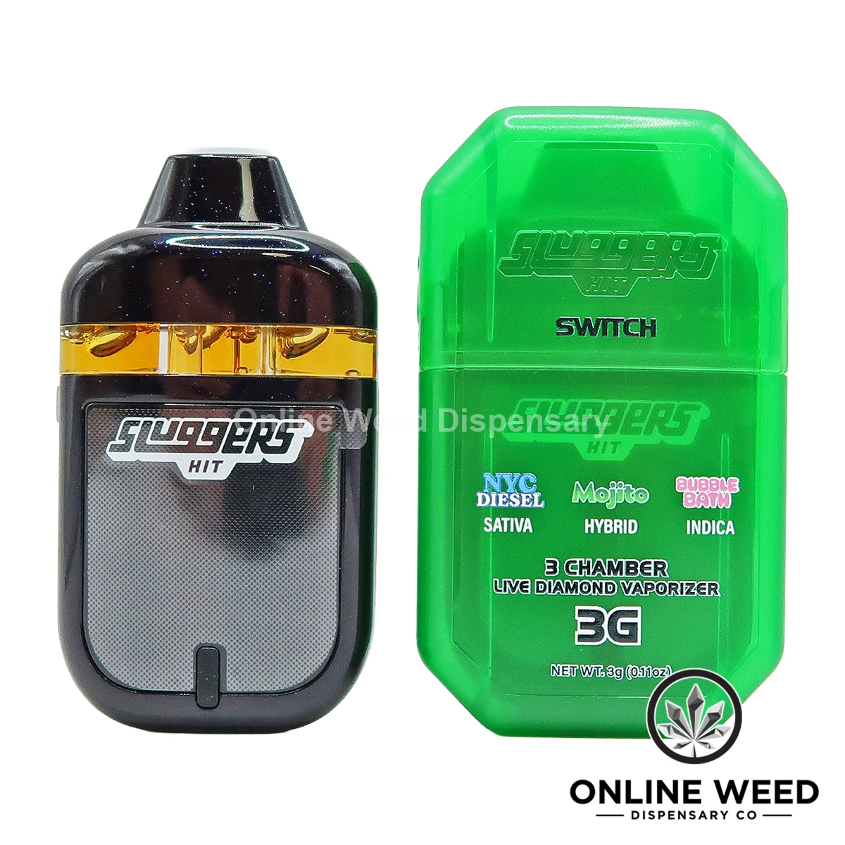 Sluggers Hit Switch 3g DIsposable Vape - NYC Diesel + Mojito + Bubble Bath Sluggers Hit Switch 3g DIsposable Vape - NYC Diesel + Mojito + Bubble Bath
